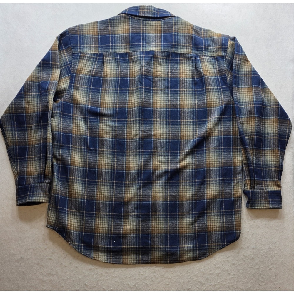 Pendleton‎ Blue & Brown Virgin Wool Plaid Button Up Flannel Shirt. Size XL - Picture 3 of 7